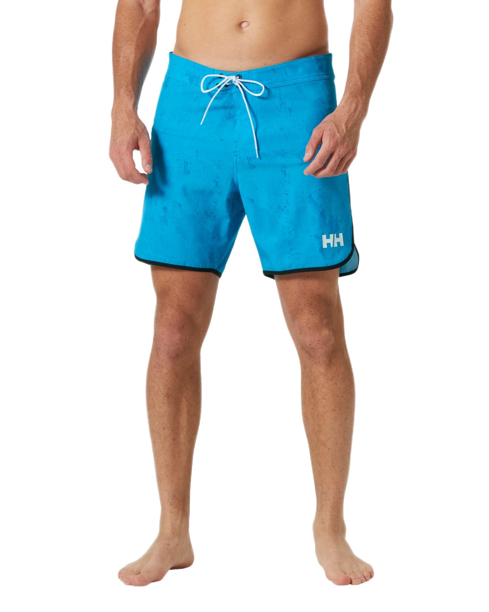 Cyan Sea Map Camo Aop Coloured Helly Hansen Mens HP Curve Board Shorts on White Background