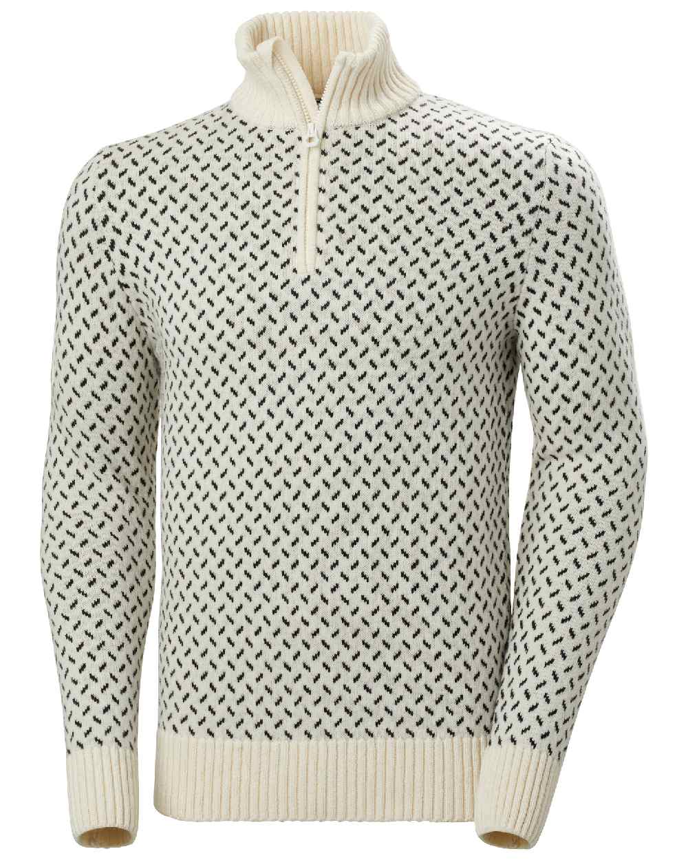 Snow coloured Helly Hansen Mens Arctic Icelander Half Zip Sweater on white background