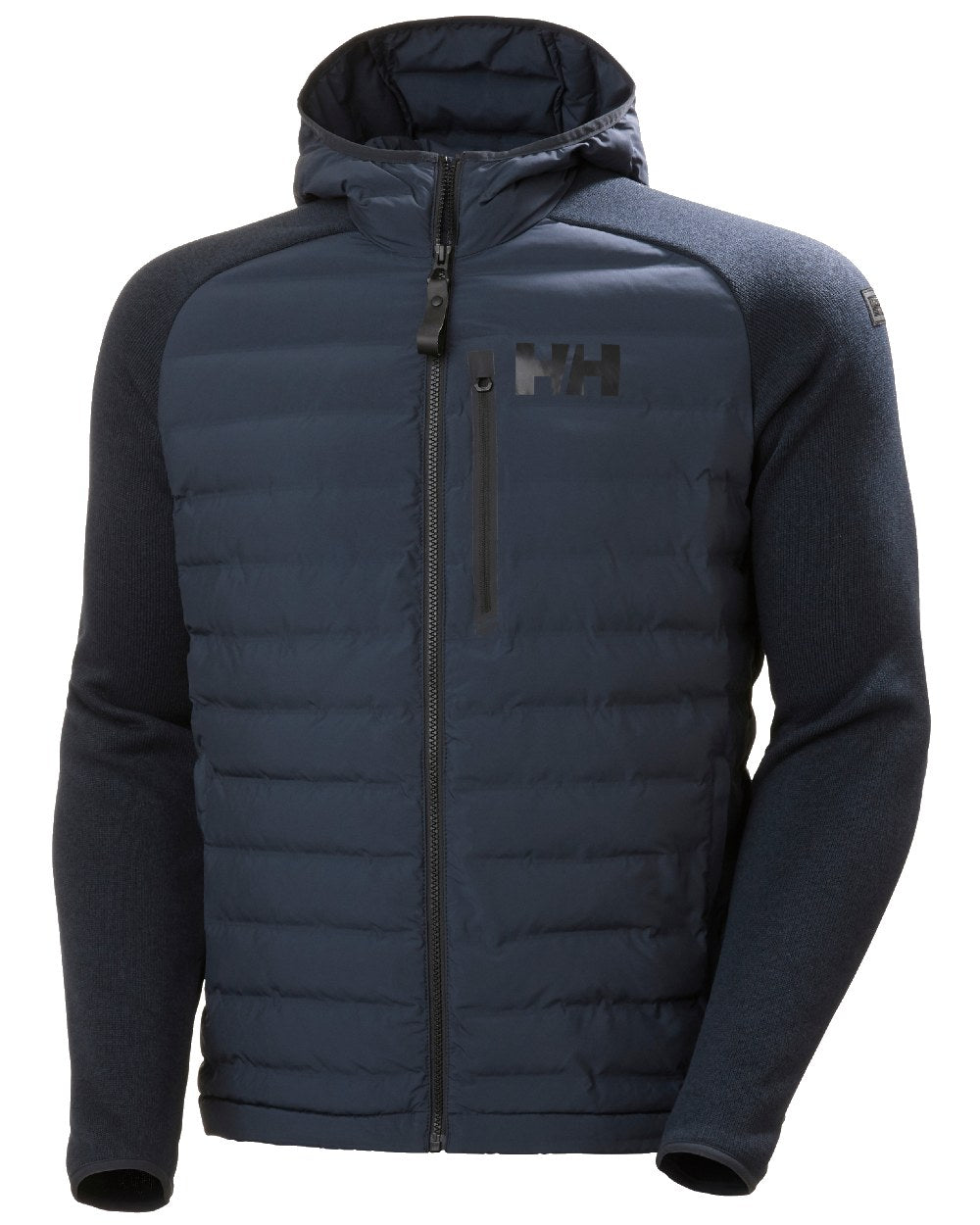 Navy coloured Helly Hansen Mens Arctic Ocean Hybrid Insulator Jacket on white background