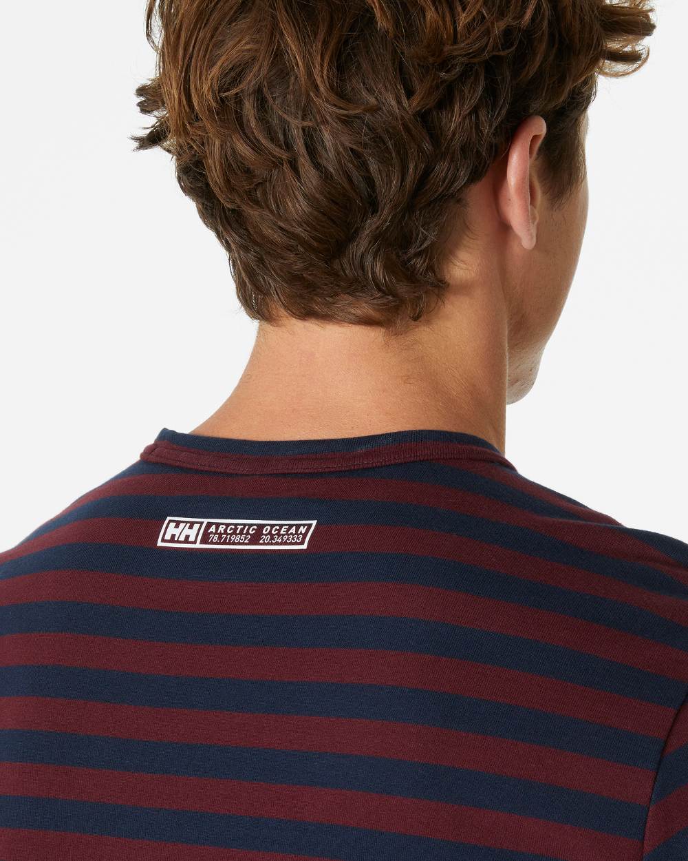 Hickory coloured Helly Hansen Mens Arctic Ocean Long Sleeve T-Shirt on grey background