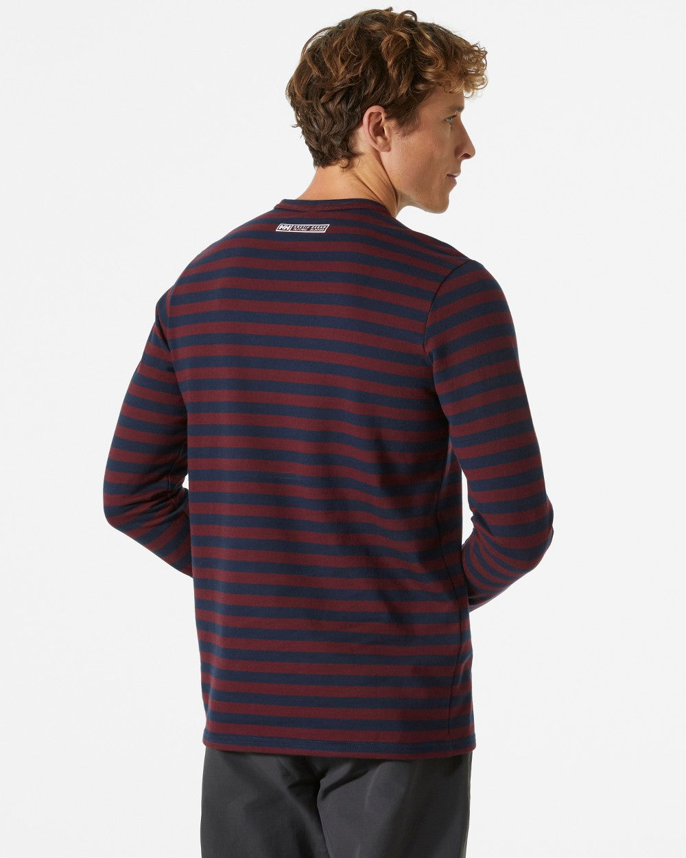 Hickory coloured Helly Hansen Mens Arctic Ocean Long Sleeve T-Shirt on grey background