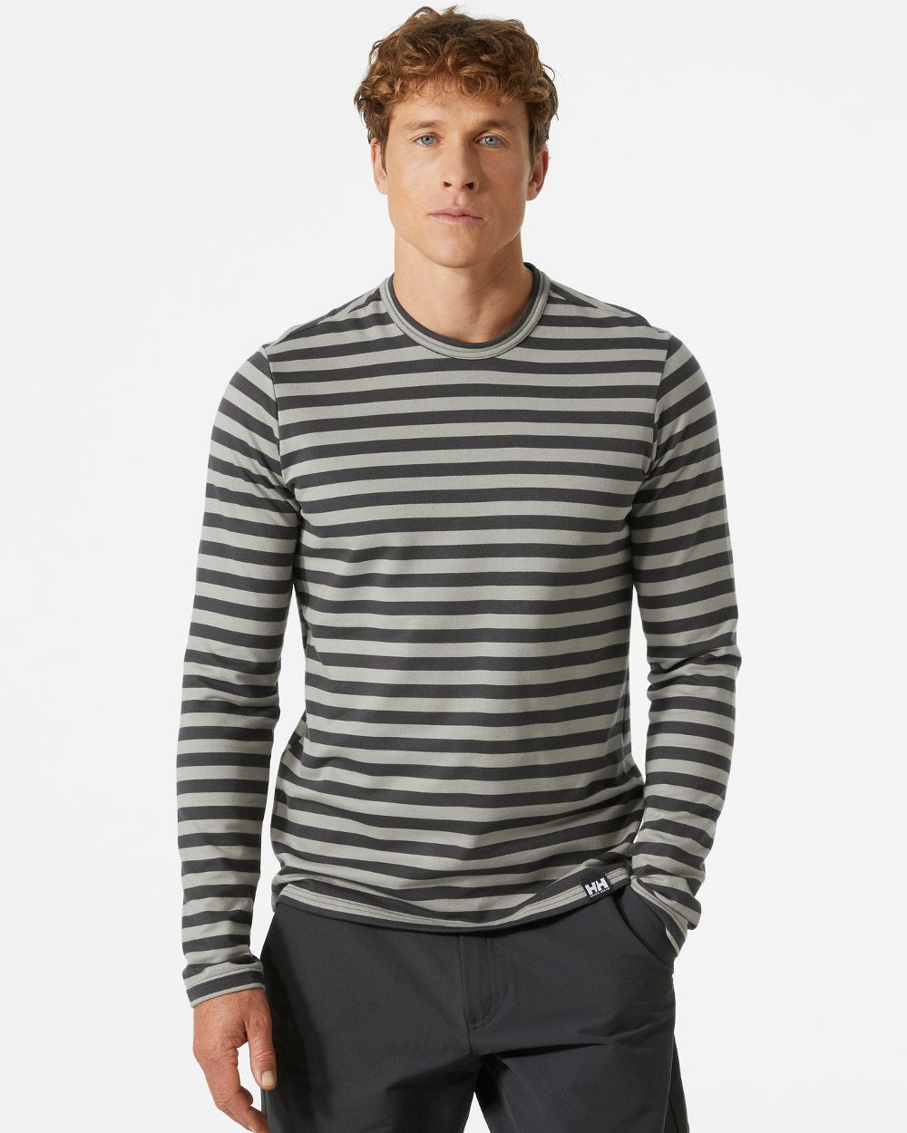 Terrazzo coloured Helly Hansen Mens Arctic Ocean Long Sleeve T-Shirt on grey background