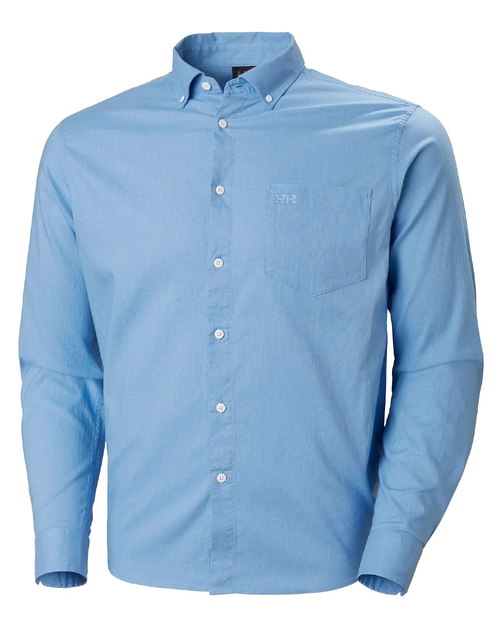 Bright Blue coloured Helly Hansen Mens Club Long Sleeves Shirt on white background 