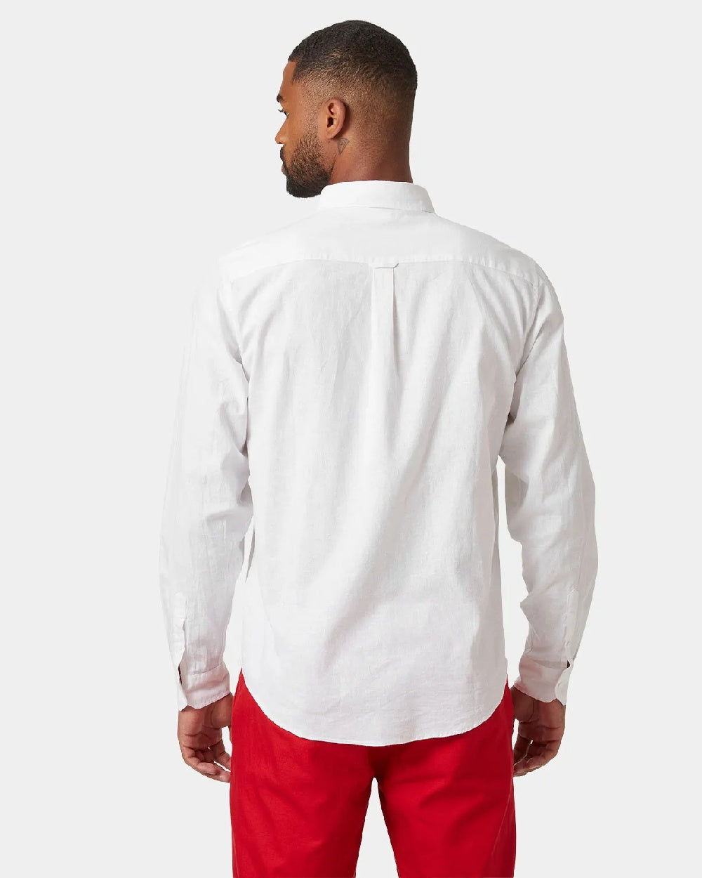 White coloured Helly Hansen Mens Club Long Sleeves Shirt on grey background 