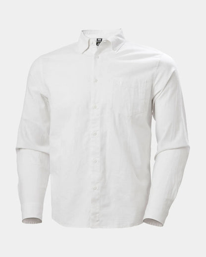 White coloured Helly Hansen Mens Club Long Sleeves Shirt on grey background 