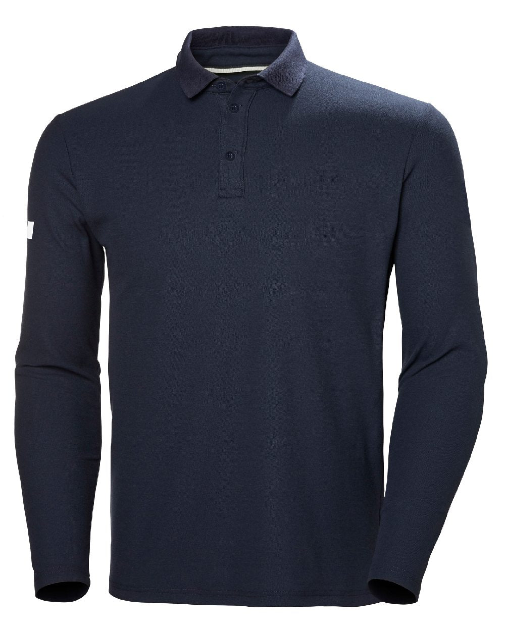 Navy coloured Helly Hansen Mens Crewline Long Sleeves Polo Shirt on white background 