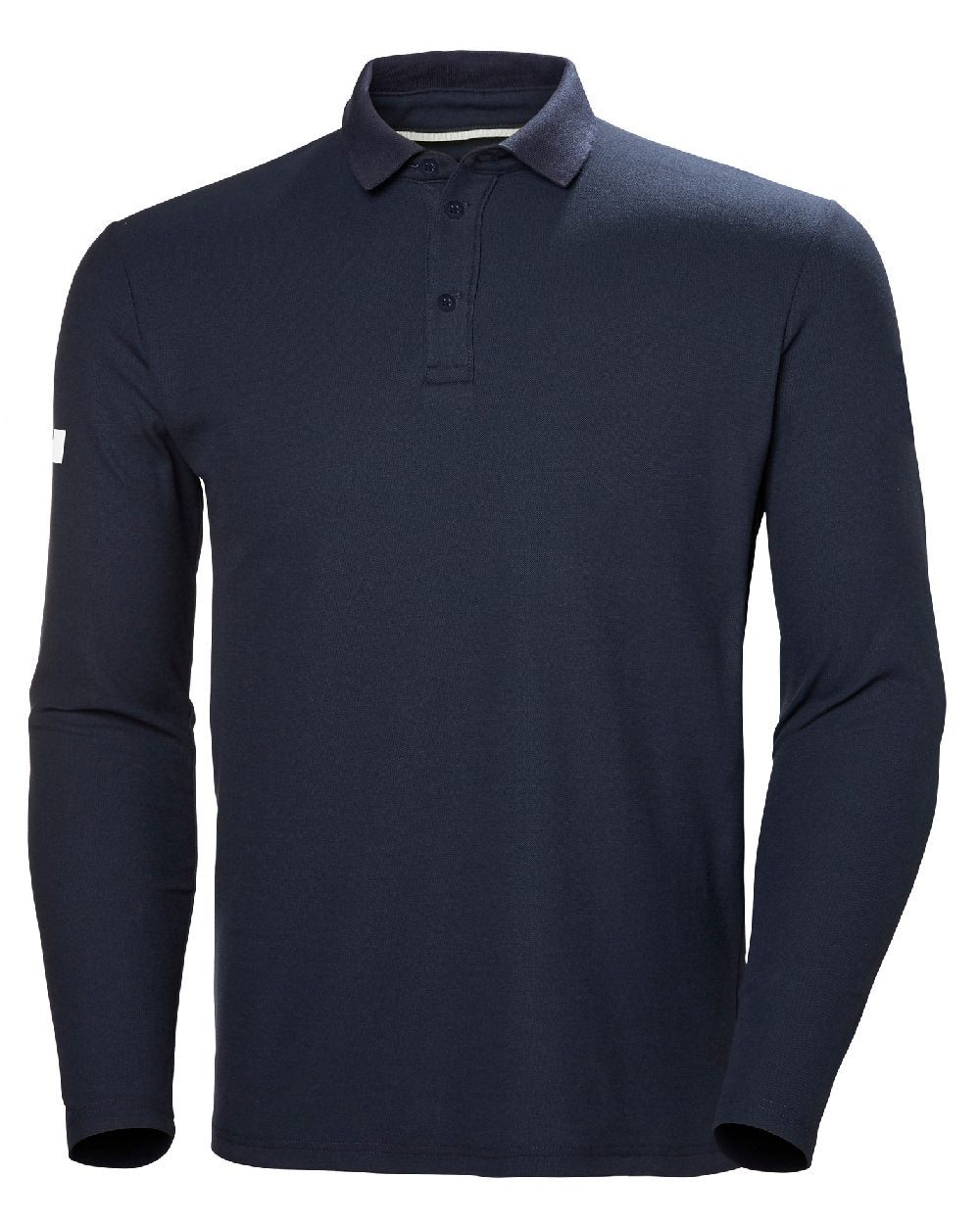 Navy coloured Helly Hansen Mens Crewline Long Sleeves Polo Shirt on white background