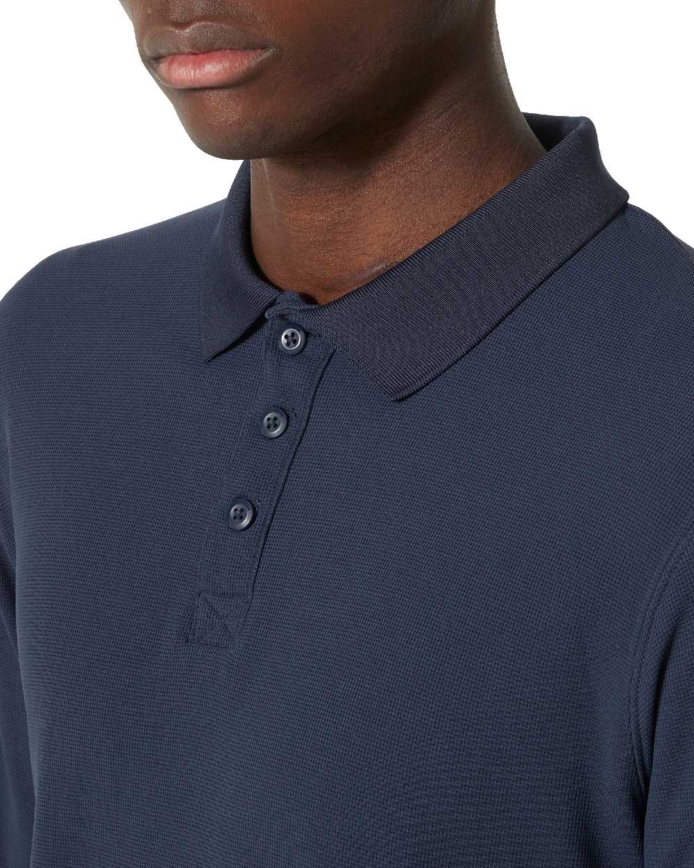 Navy coloured Helly Hansen Mens Crewline Long Sleeves Polo Shirt on white background