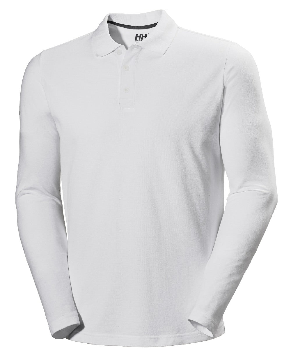 White coloured Helly Hansen Mens Crewline Long Sleeves Polo Shirt on white background 