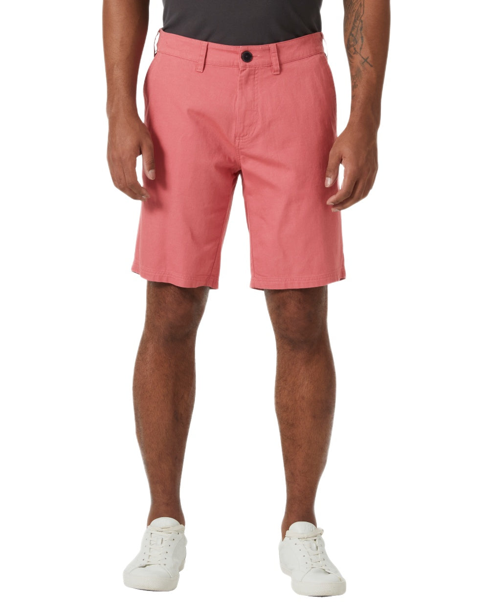 Washed Red Coloured Helly Hansen Mens Dock Shorts on White Background