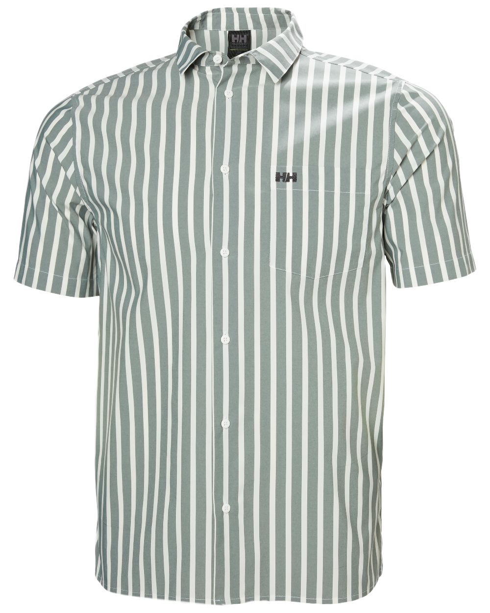 Jungle Green Coloured Helly Hansen Mens Fjord Quick Dry Short Sleeve Shirt 2.0 on White Background