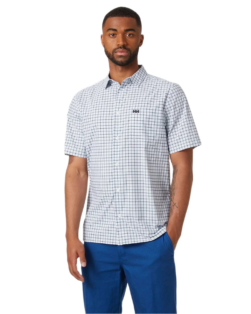 White Coloured Helly Hansen Mens Fjord Quick Dry Short Sleeve Shirt 2.0 on White Background