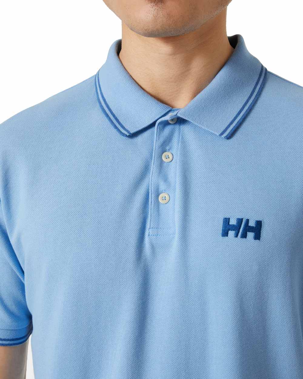 Bright Blue coloured Helly Hansen Mens Genova Polo T-Shirt on white background 