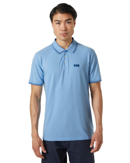 Bright Blue coloured Helly Hansen Mens Genova Polo T-Shirt on white background 