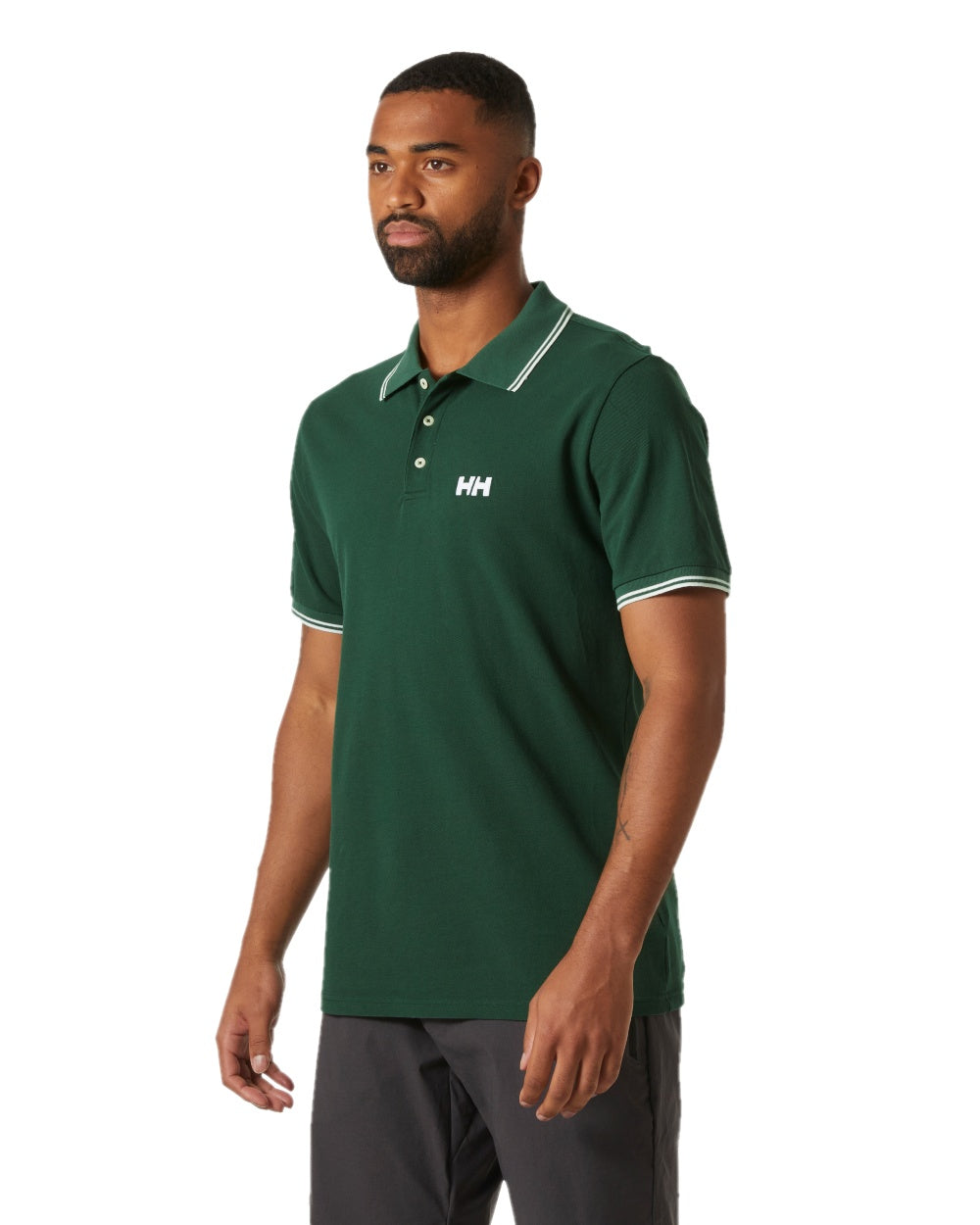Jungle Green Coloured Helly Hansen Mens Genova Polo Shirt on White Background