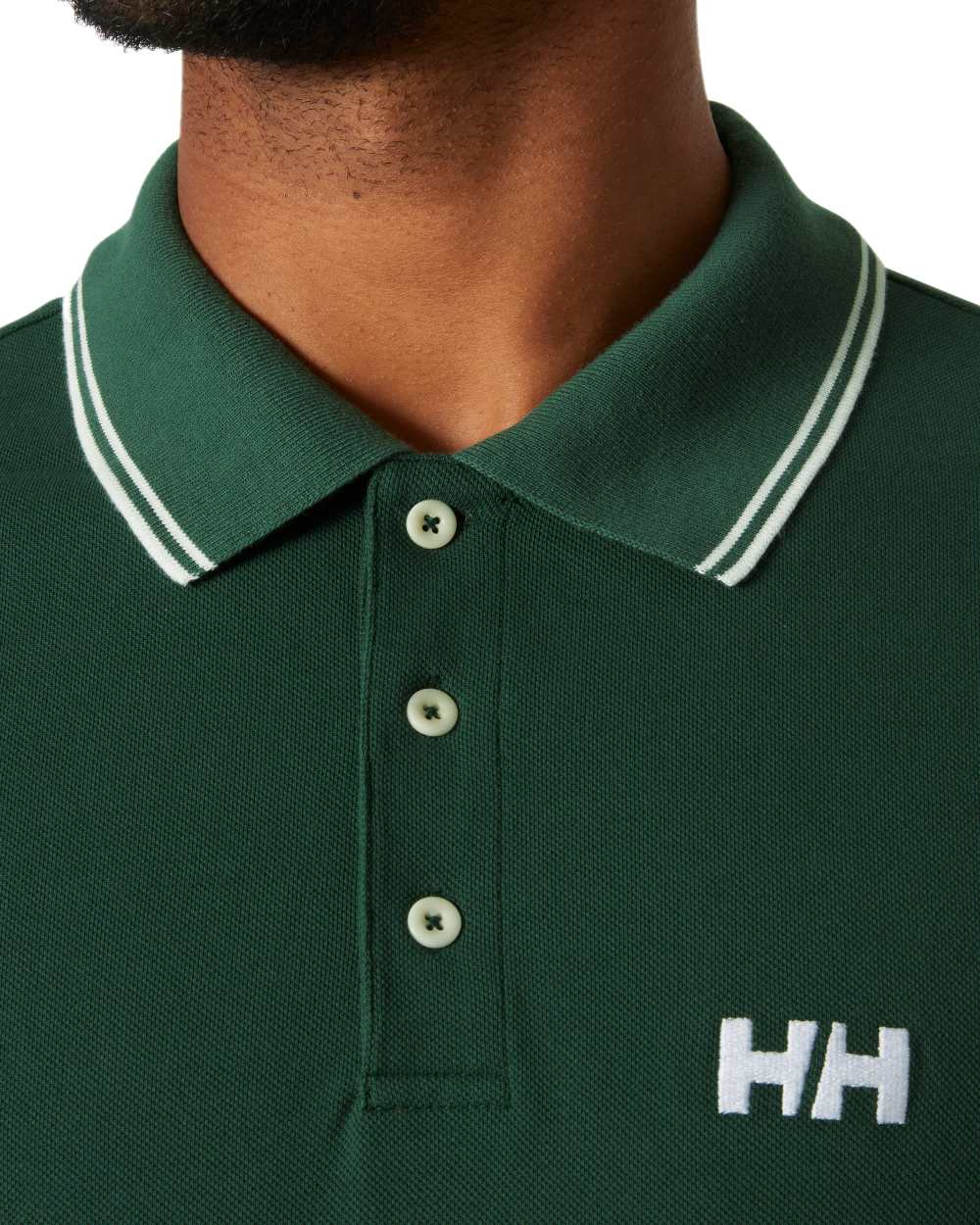Jungle Green Coloured Helly Hansen Mens Genova Polo Shirt on White Background