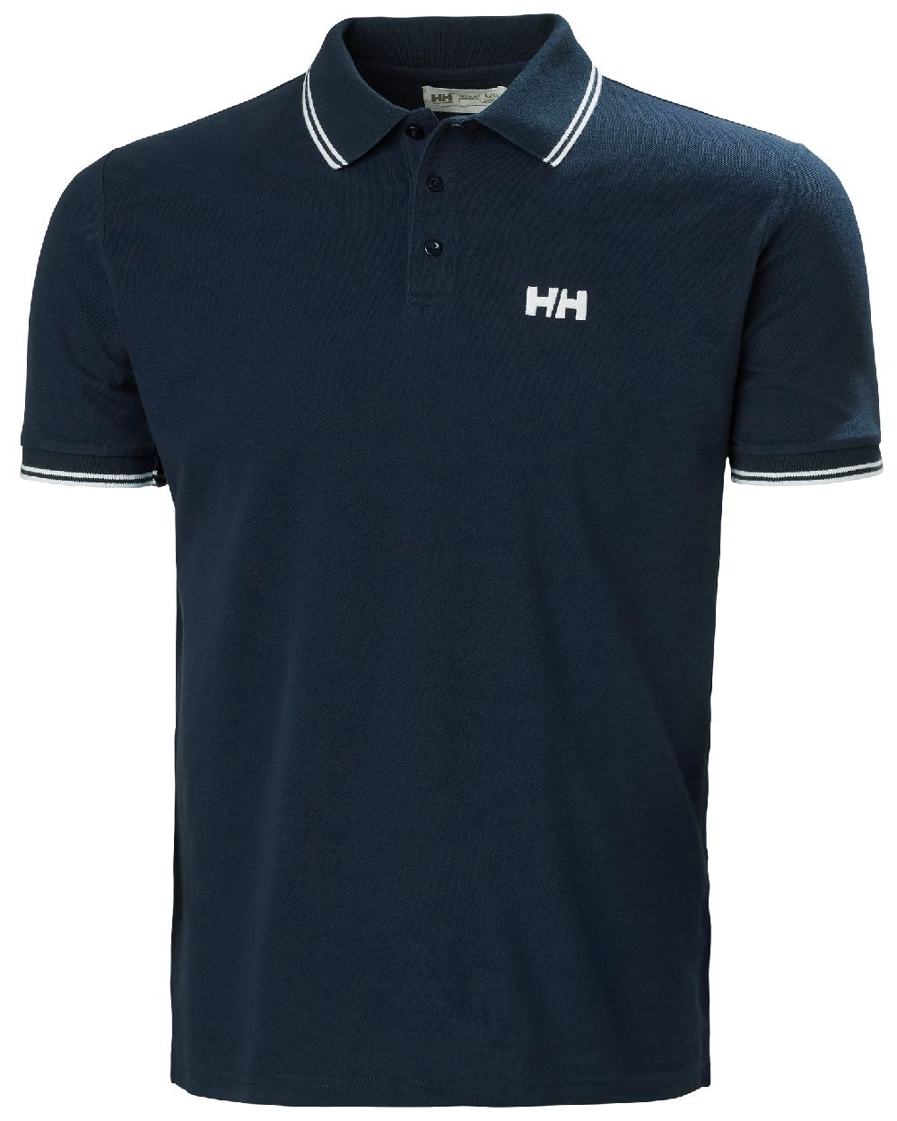 Navy coloured Helly Hansen Mens Genova Polo T-Shirt on white background 