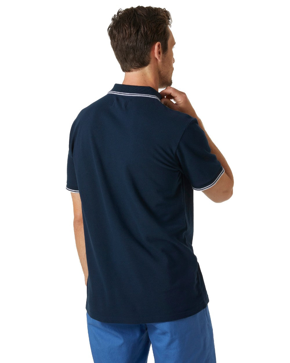 Navy coloured Helly Hansen Mens Genova Polo T-Shirt on white background