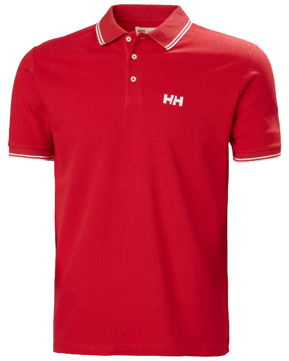 Red coloured Helly Hansen Mens Genova Polo T-Shirt on white background 