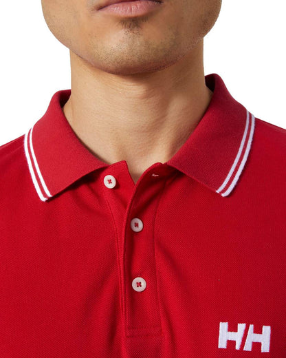 Red coloured Helly Hansen Mens Genova Polo T-Shirt on white background 