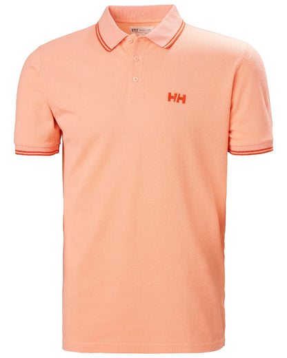 Rose Quartz coloured Helly Hansen Mens Genova Polo T-Shirt on white background 