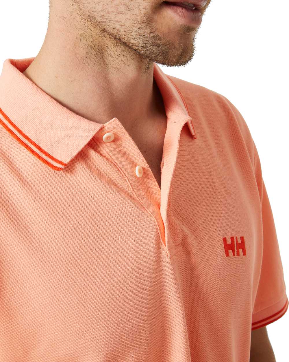 Rose Quartz coloured Helly Hansen Mens Genova Polo T-Shirt on white background 