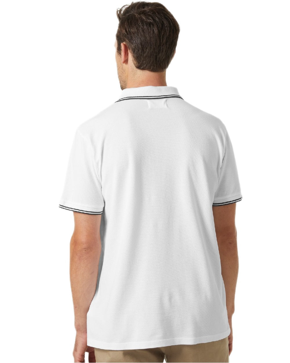 White coloured Helly Hansen Mens Genova Polo T-Shirt on white background