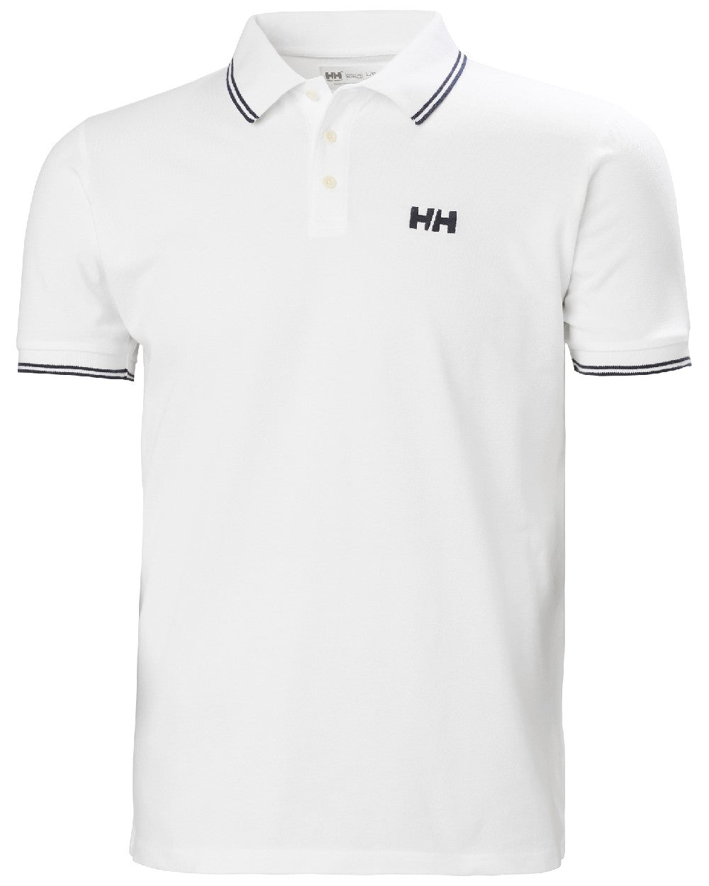 White coloured Helly Hansen Mens Genova Polo T-Shirt on white background