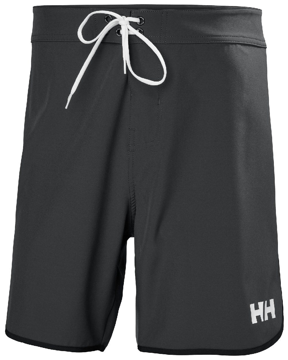 Ebony coloured Helly Hansen Mens HP 7 inch Curve Board Shorts on white background 