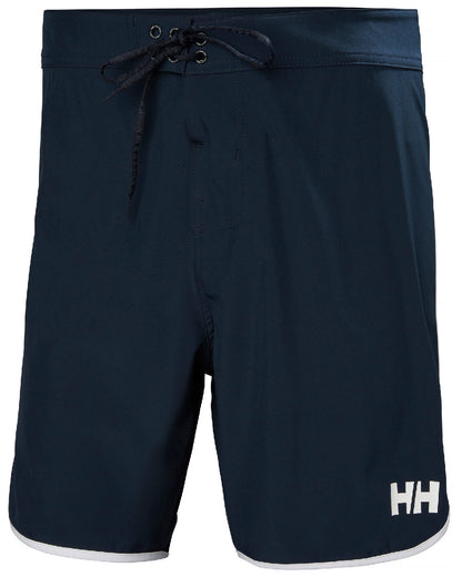 Navy coloured Helly Hansen Mens HP 7 inch Curve Board Shorts on white background 