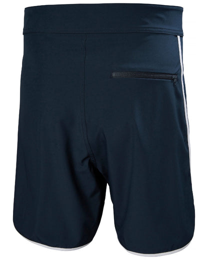 Navy coloured Helly Hansen Mens HP 7 inch Curve Board Shorts on white background 