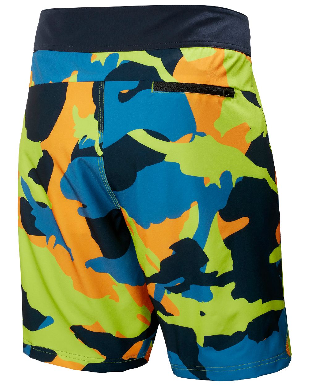 Azid Lime Camo coloured Helly Hansen Mens HP 9 inch Board Shorts 2.0 on white background 