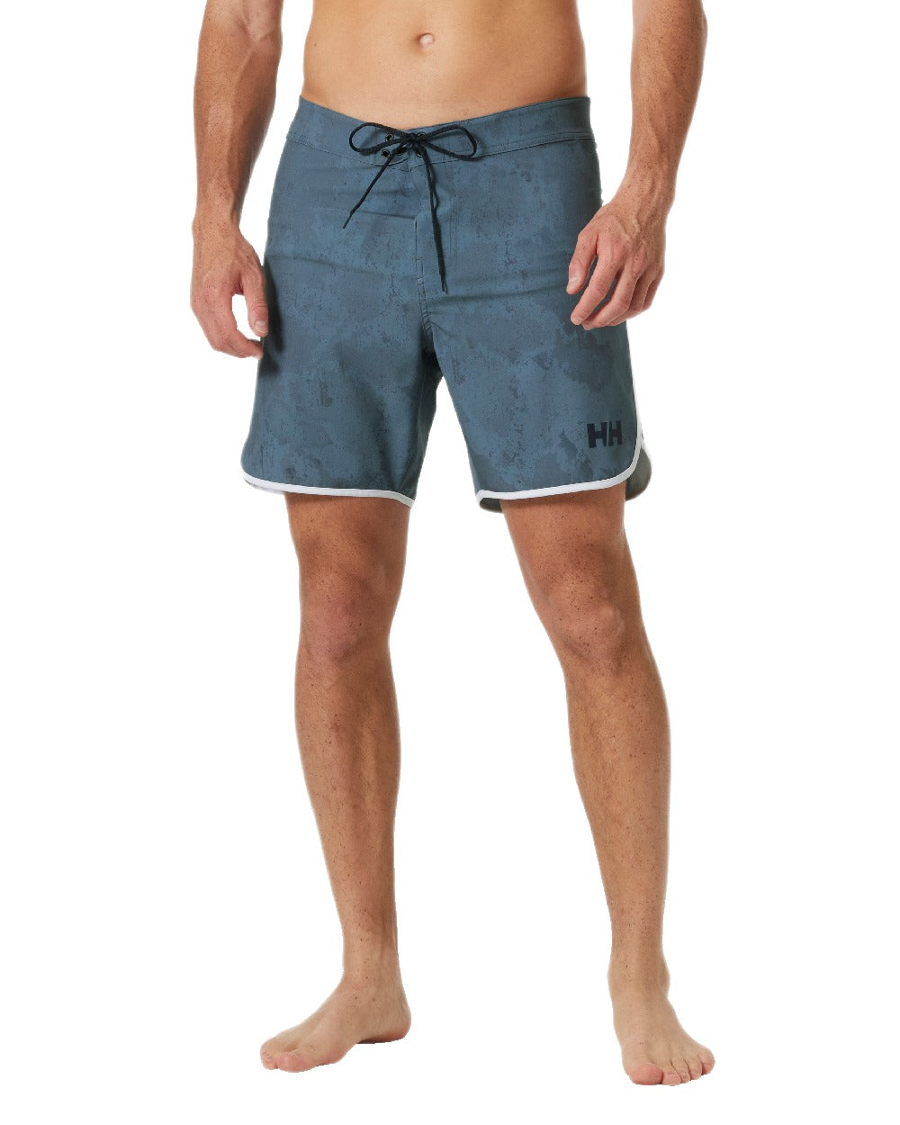 Washed Navy Sea Camo Aop Coloured Helly Hansen Mens HP Curve Board Shorts on White Background