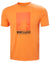 Poppy Orange coloured Helly Hansen Mens HP Race Sailing Graphic T-shirt on white background #colour_poppy-orange