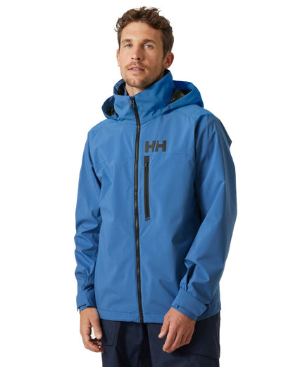 Cobalt 2.0 coloured Helly Hansen Mens HP Racing Hooded Sailing Jacket on white background 