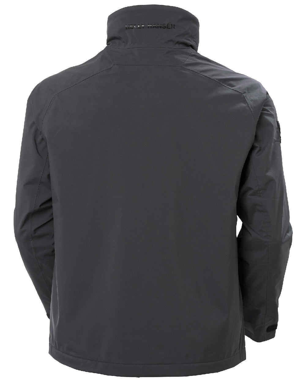 Ebony coloured Helly Hansen Mens HP Racing Lifaloft Jacket on white background