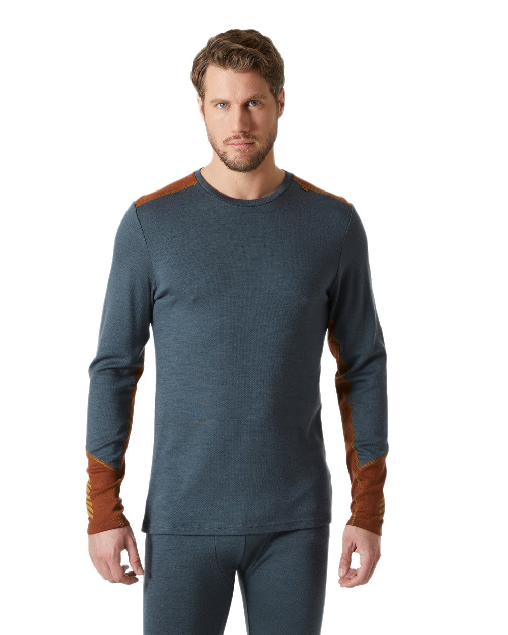 Alpine Frost Coloured Helly Hansen Mens Lifa Merino Midweight Crew Base Layer on White Background