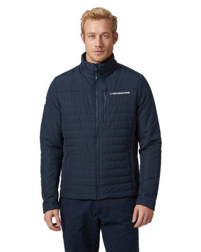 Navy coloured Helly Hansen Mens Ocean Race Insulated Jacket on white background 