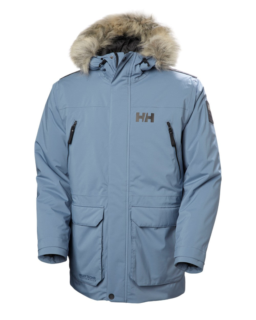 Washed Navy Coloured Helly Hansen Mens Reine Winter Parka on White Background