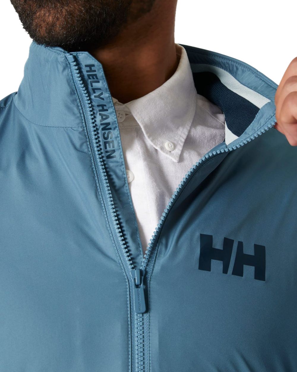 Washed Navy Coloured Helly Hansen Mens Salt Windbreaker Sailing Jacket on White Background