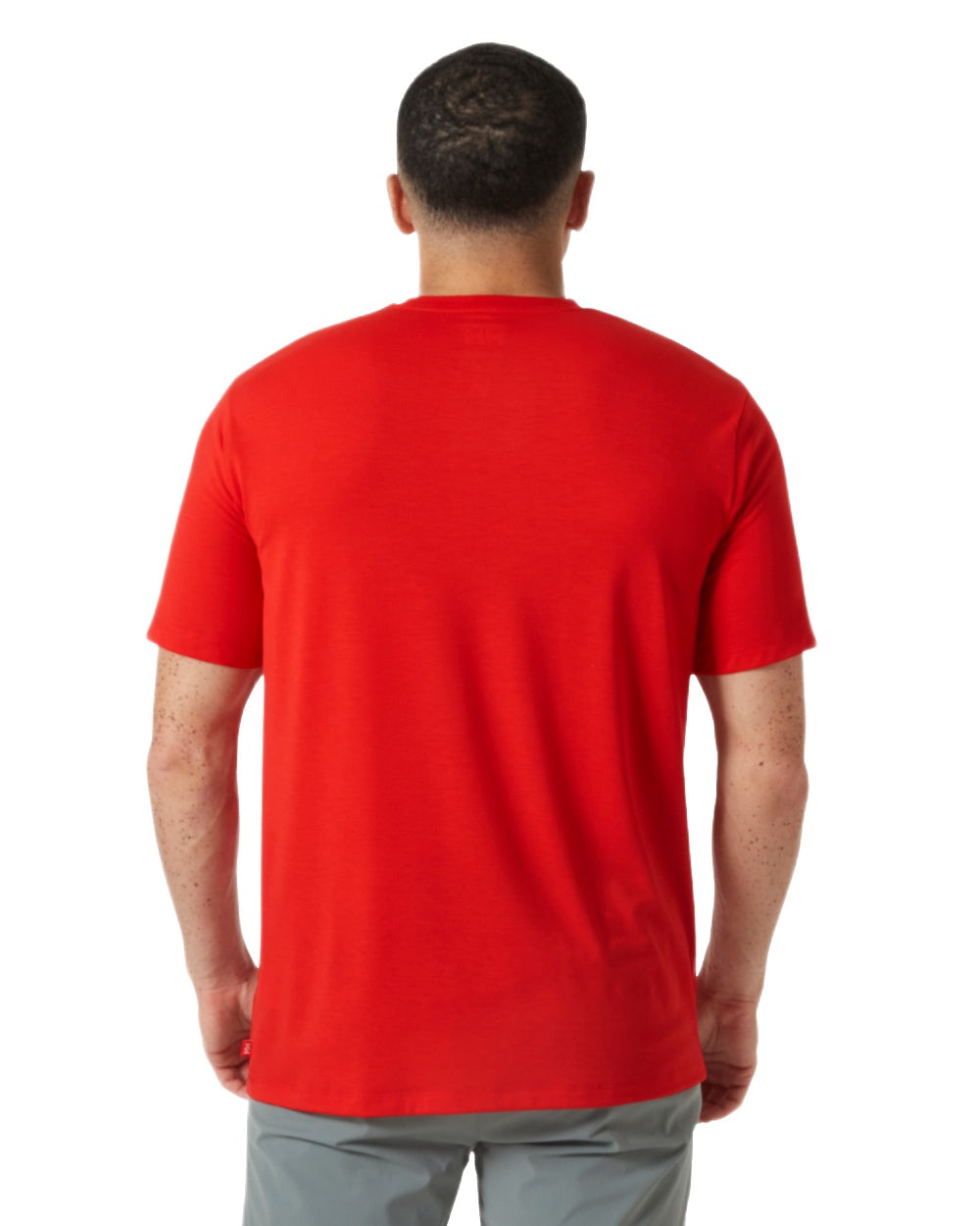 Alert Red Coloured Helly Hansen Mens Skog Recycled Graphic T-Shirt on White Background