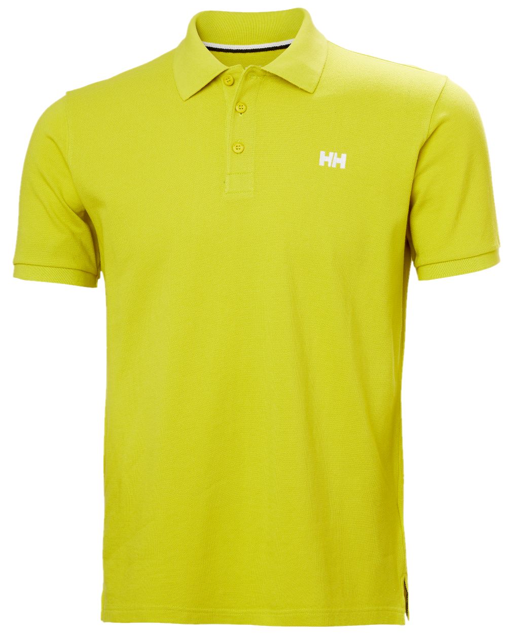 Cyber Lime Coloured Helly Hansen Mens Transat Polo Shirt on White Background