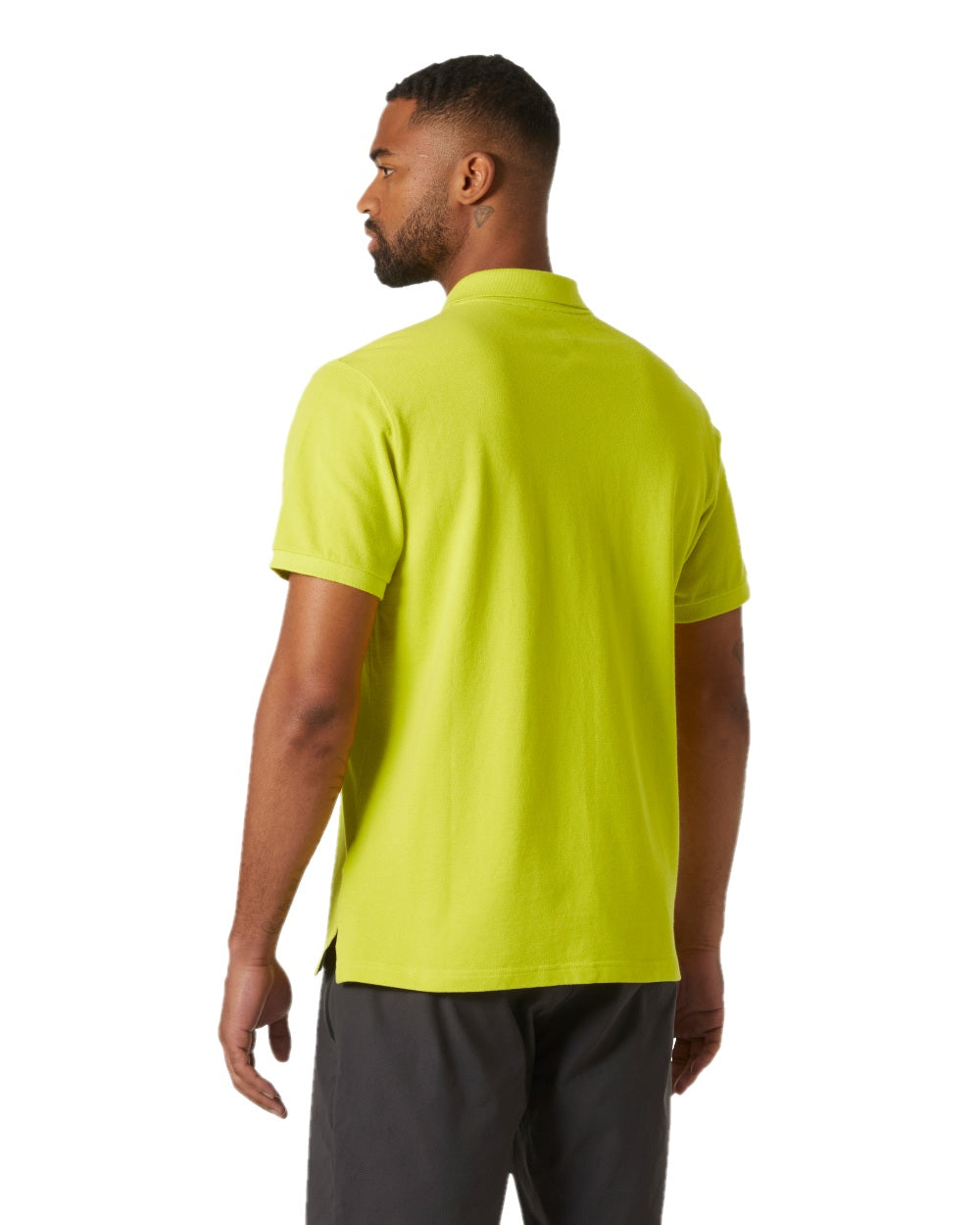 Cyber Lime Coloured Helly Hansen Mens Transat Polo Shirt on White Background