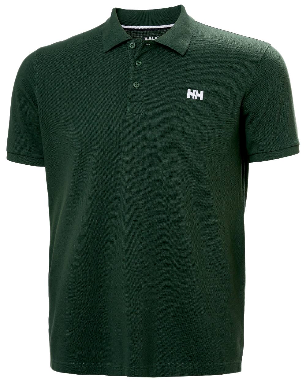 Jungle Green Coloured Helly Hansen Mens Transat Polo Shirt on White Background