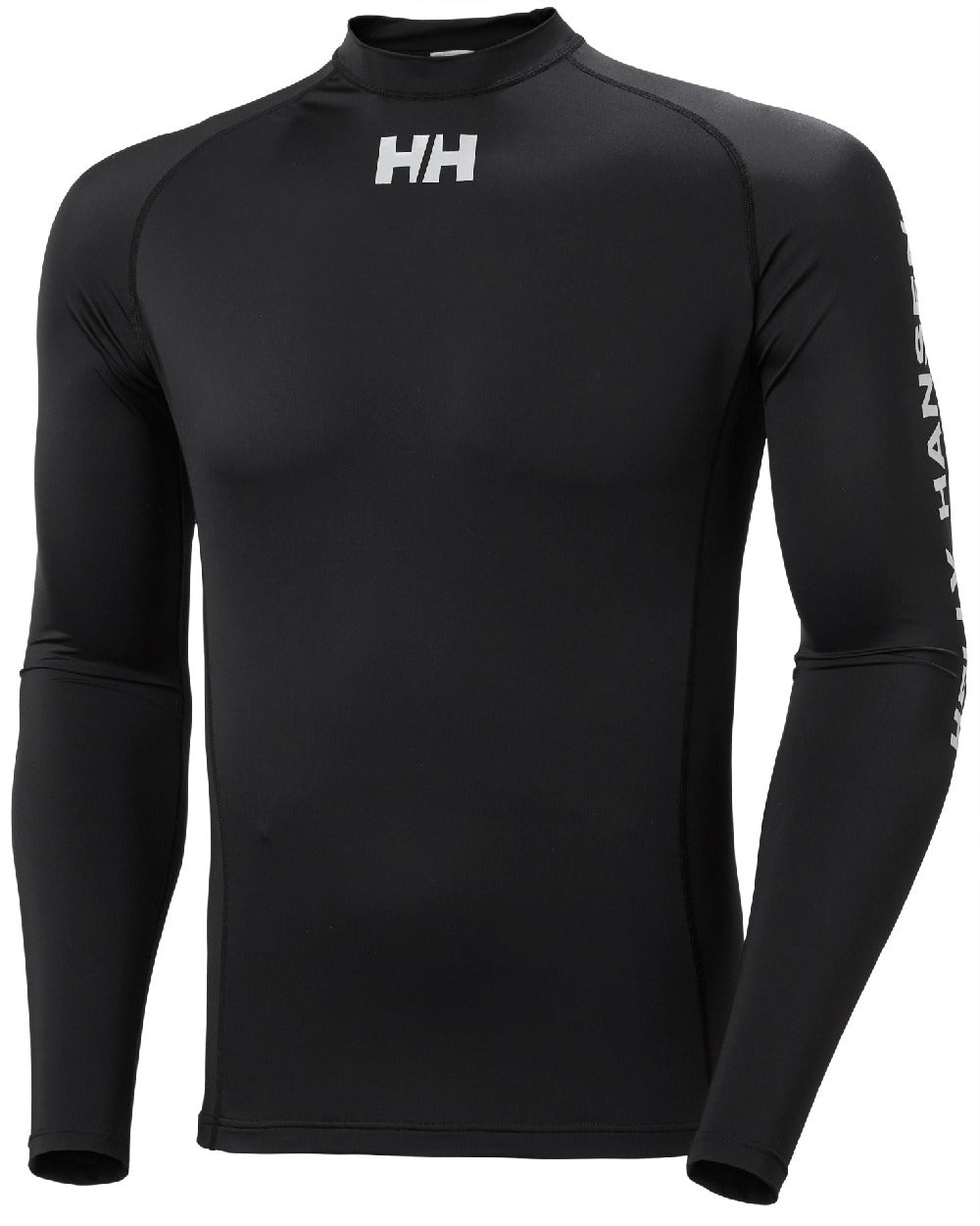 Black coloured Helly Hansen Mens Waterwear Rashguard on white background 