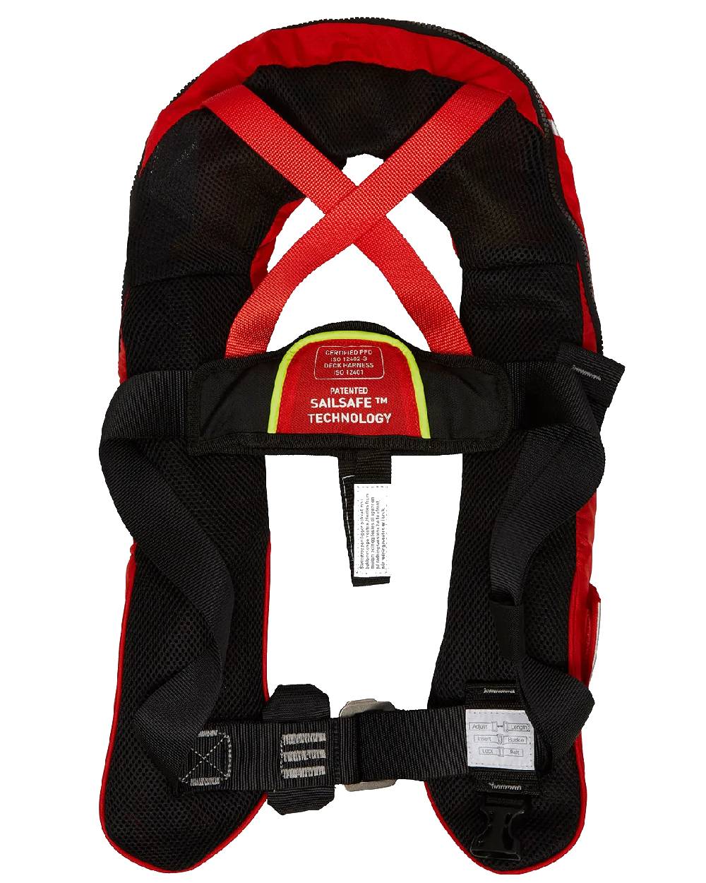 Alert Red coloured Helly Hansen Sailsafe Inflatable Inshore Life Jacket on white background 