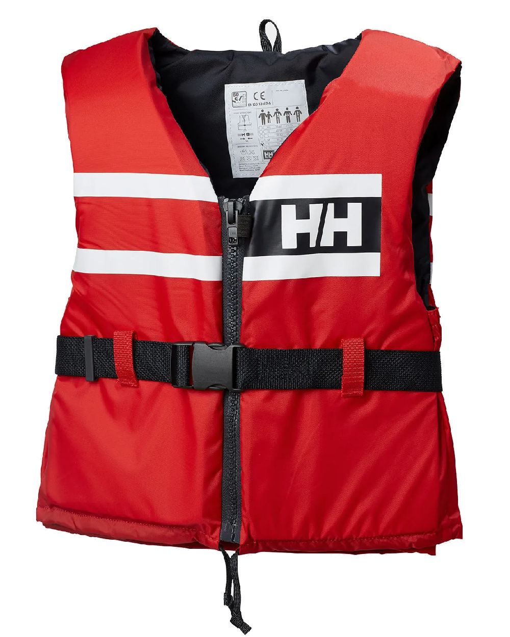 Alert Red coloured Helly Hansen Sport Comfort Life Vest on white background 