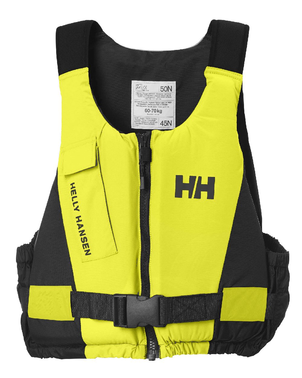 EN 471 Yellow coloured Helly Hansen Unisex Rider Life Vest on white background
