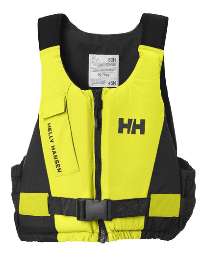 EN 471 Yellow coloured Helly Hansen Unisex Rider Life Vest on white background 