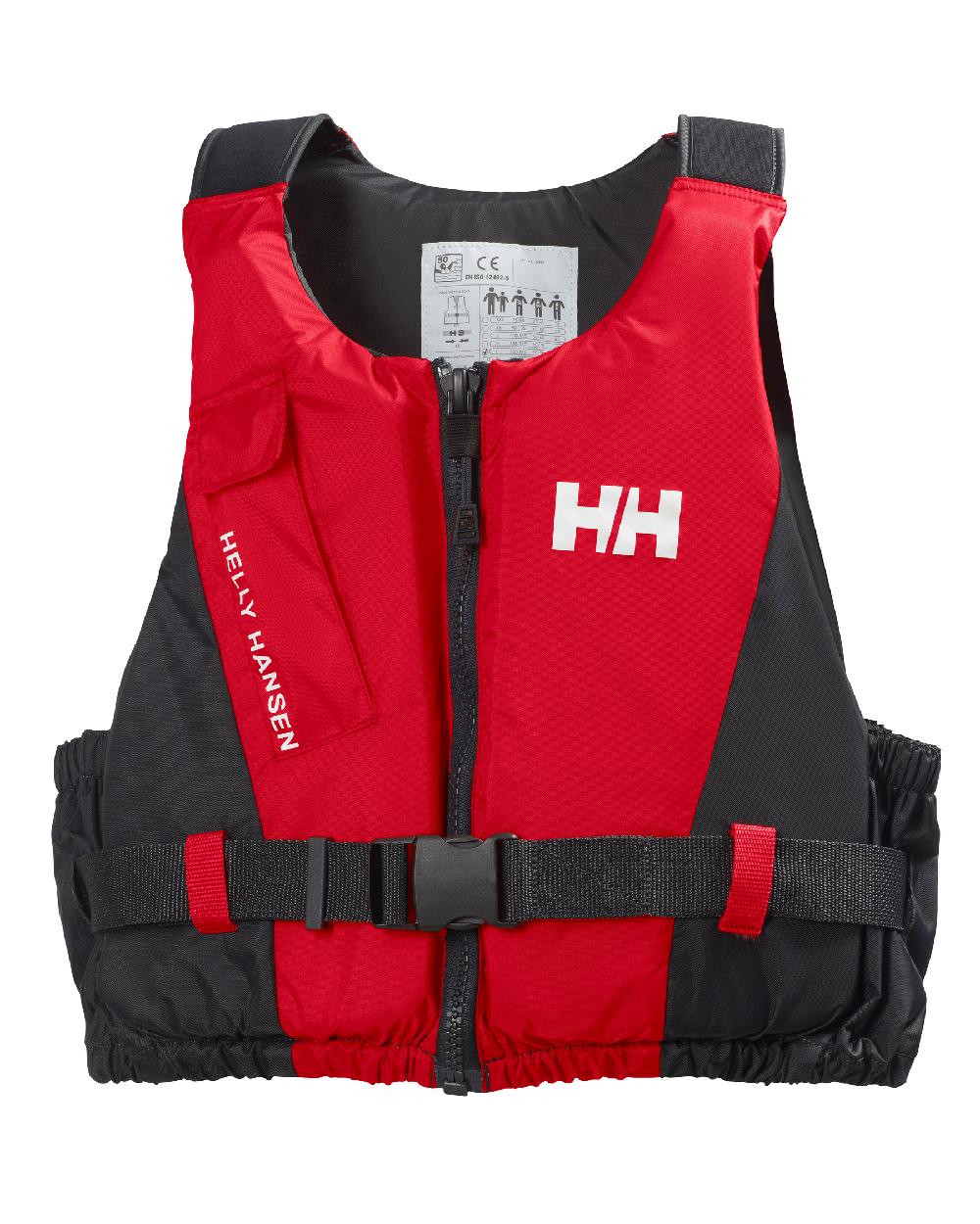 Reb/Ebony coloured Helly Hansen Unisex Rider Life Vest on white background